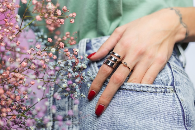 Close-up of Woman’s Hand With Two Rings – Free Stock Photo for Download