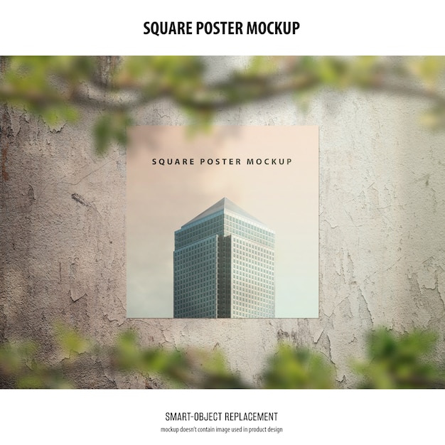 Square Poster Mockup for Free Download