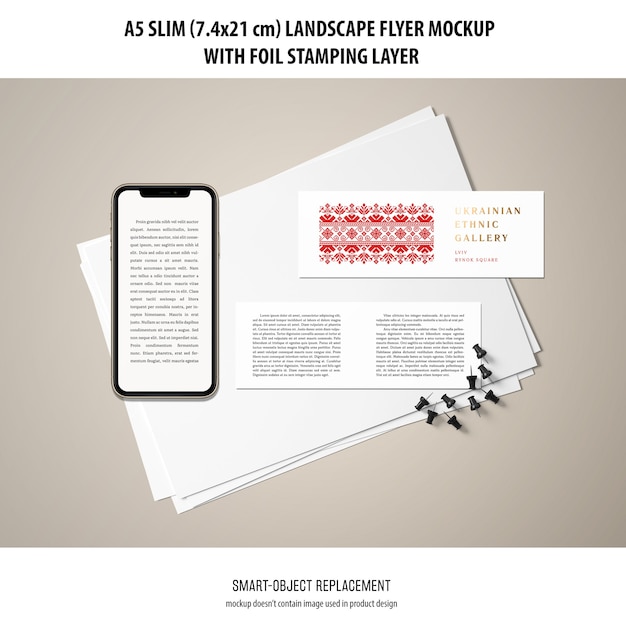 A5 Slim Landscape Flyer Mockup free download