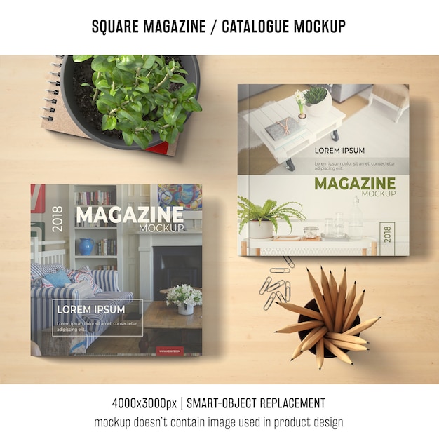 Square Magazine or Catalogue Mockup Covers