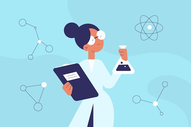 Colorful Female Scientist Vector Illustration