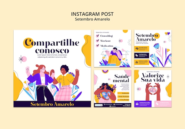 Setembro amarelo awareness Instagram posts