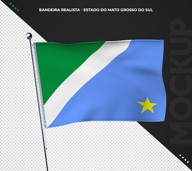 Brazilian State Flag 3D Realistic Mato Grosso do Sul Brazil