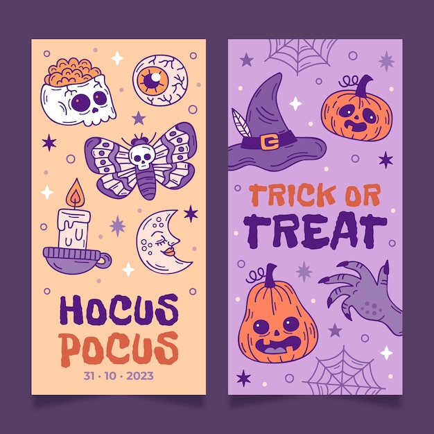 Vertical Halloween Celebration Banners Set