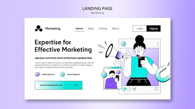 Flat Design Marketing Strategy Landing Page