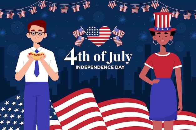 Hand drawn 4th of July background