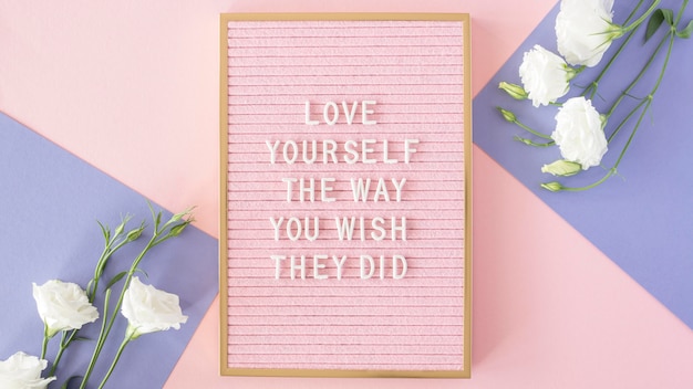 Pink Motivational Text Board from Above – Free Download