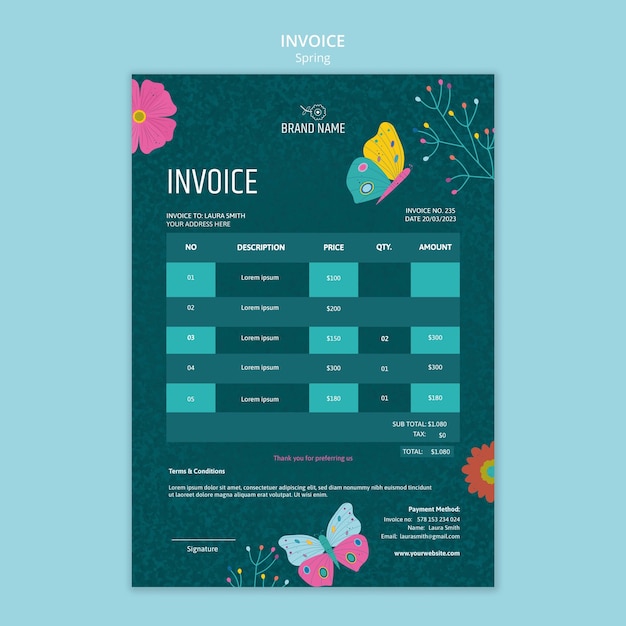 Flat Design Spring Sale Invoice Template