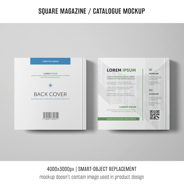 Back Cover Square Magazine or Catalogue Mockup – Free Download