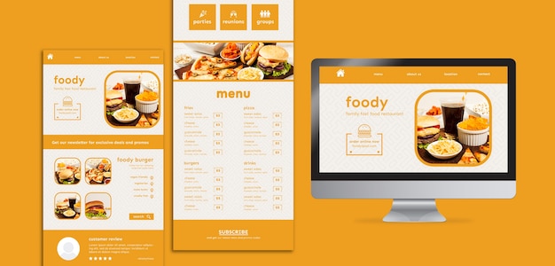 American food website and app interface template – Free to download