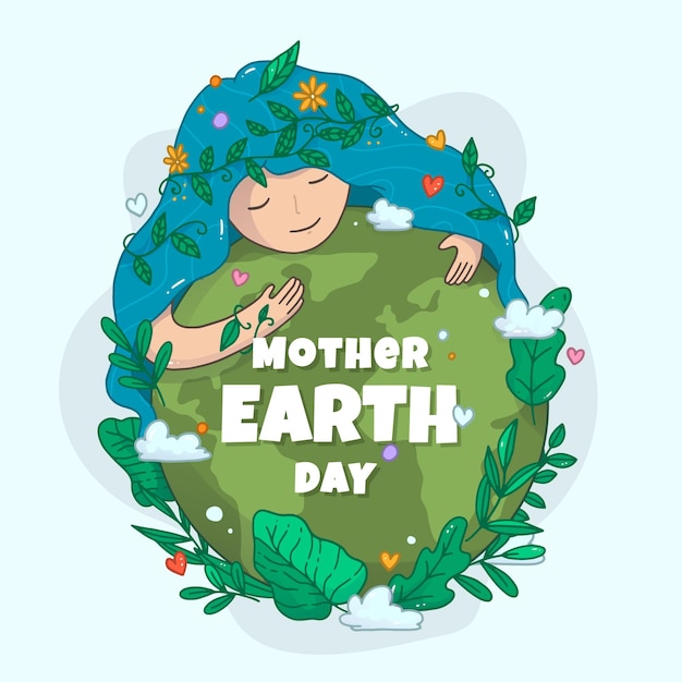 Hand drawn mother earth day illustration