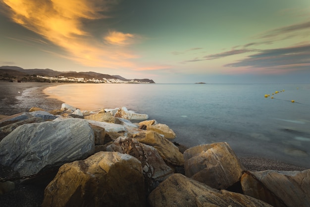 Breathtaking Seascape and Rock Formation at Dramatic Sunset – Free Stock Photo Download