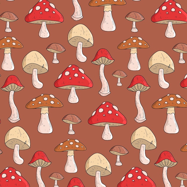 Hand drawn mushroom pattern Template – Free Download