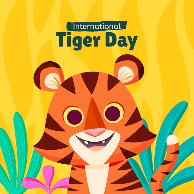 Flat illustration for international tiger day awareness