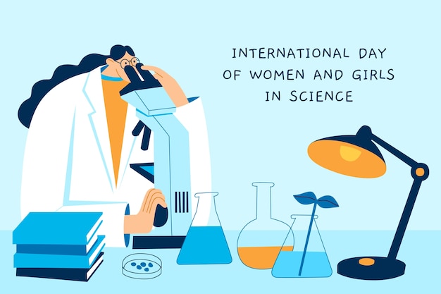 Flat International Day of Women and Girls in Science Background