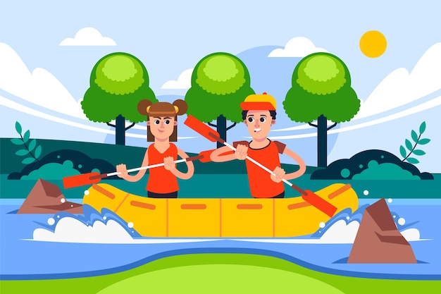 Hand Drawn Rafting Illustrator – Free Download