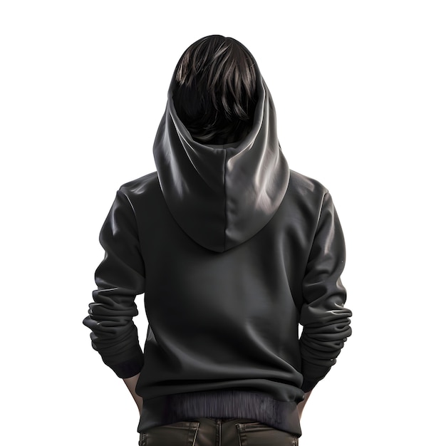 Man in Black Hoodie on White Background 3D Illustration