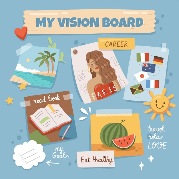 Hand Drawn Vision Board Illustration – Free Download