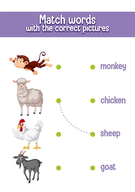 Worksheet Design for Matching Words – Free Download