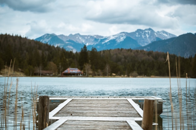 A Pier Leading to the Lautersee in the Bavarian Alps