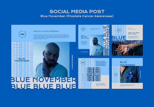 Prostate Cancer Awareness Instagram Posts Set