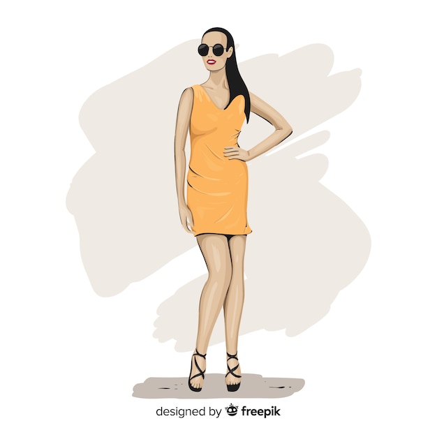 Vector Template: Fashion Illustration with Female Model