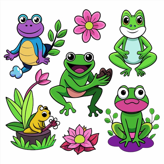 Cute Frogs and Beautiful Flowers: Free Stock Photo Collection