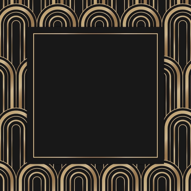 Art Deco Vector Frame with Geometric Pattern on Dark Background