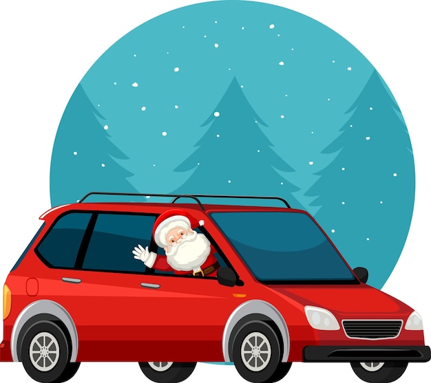 Christmas theme with Santa in the car