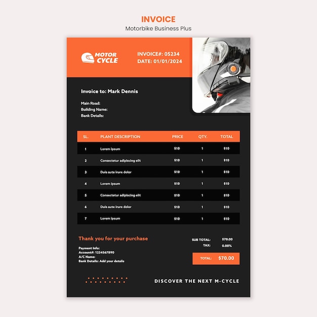 Motorcycle Adventure Invoice Template