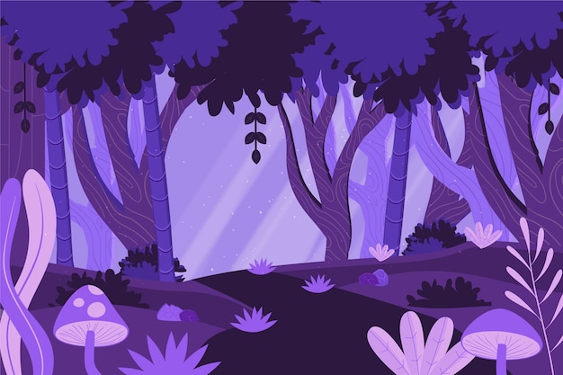 Enchanted Forest Illustration: Hand Drawn Flat Design (Free Download)