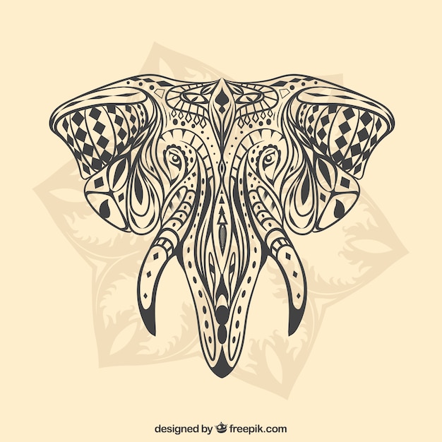 Hand drawn ethnic elephant free download