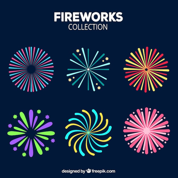 Flat Design Fireworks Vector Templates – Free Download