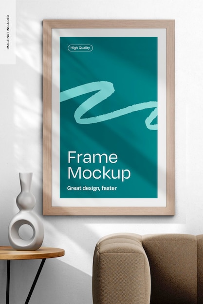 Frame on wall mockup for free download