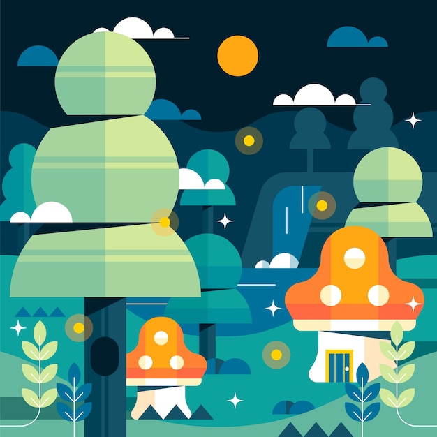 Enchanted Forest Illustration – Free Download Vector Template