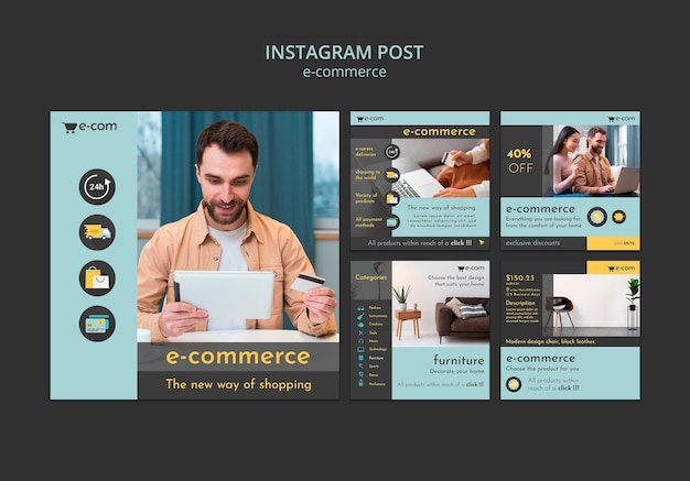 Flat Design E-Commerce Discounts Instagram Posts