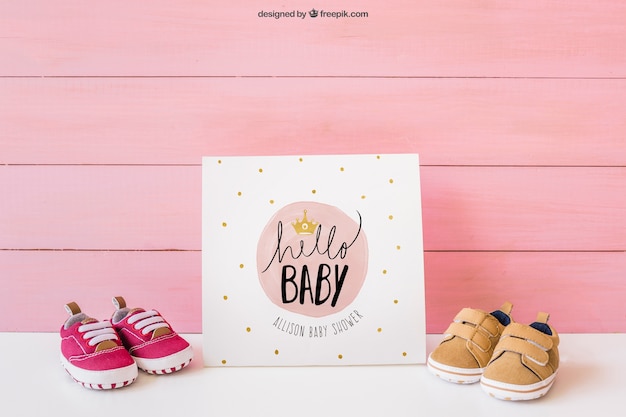 Baby Mockup with Paper and Shoes Free Download