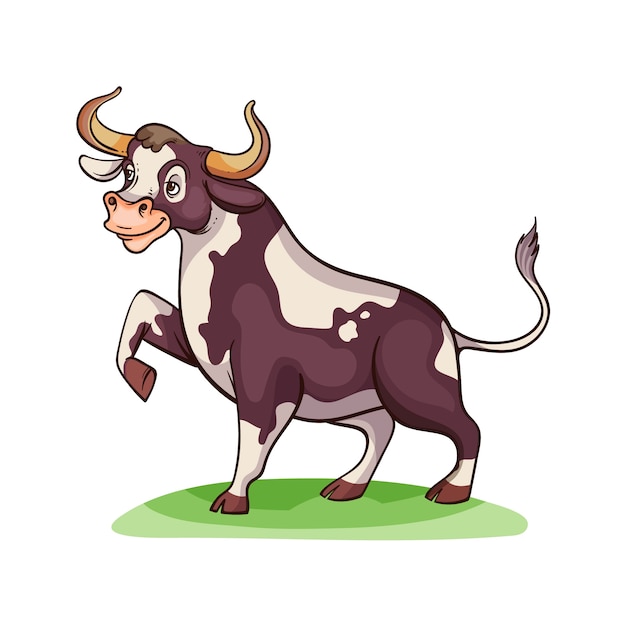 Hand drawn cartoon bull illustration