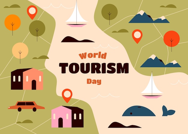 Flat background for world tourism day celebration