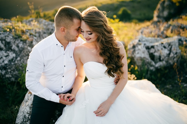 Beautiful Couple Posing on Their Wedding Day