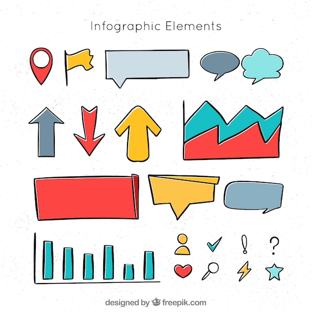 Colorful Infographic Elements Collection in Hand Drawn Style