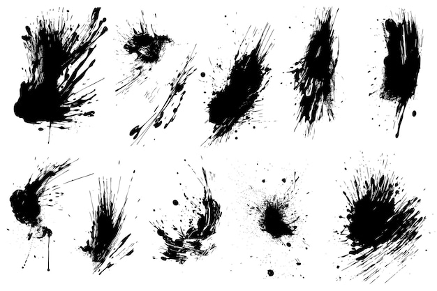 Big Collection of Black Detailed Ink Splats for Free Download