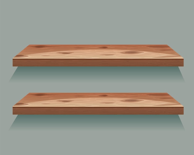 Floating Wooden Shelves Illustration for Free Download