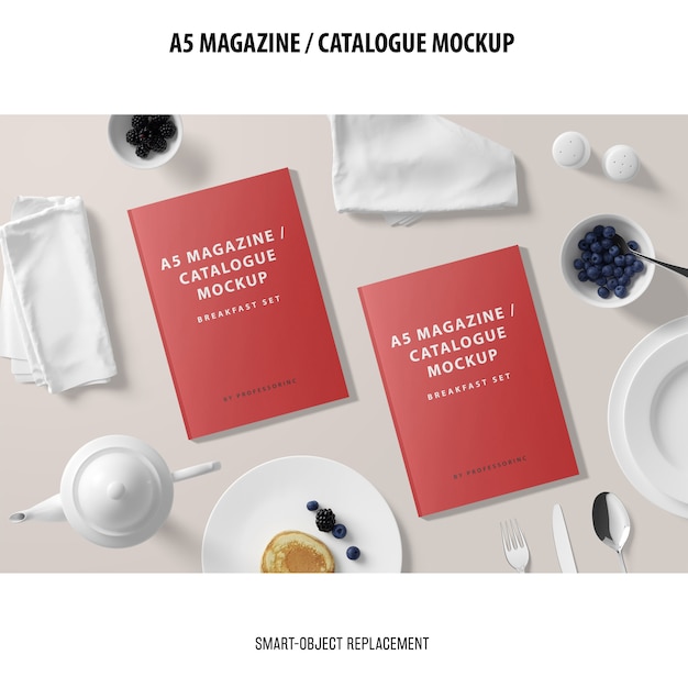 A5 Magazine Catalogue Mockup Free Download