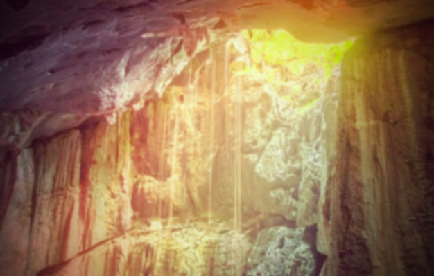 Blurred nature backgrounds – inside a complex Krabi cave, Thailand