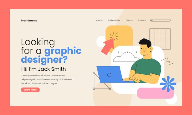 Flat Design Graphic Designer Landing Page