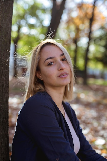 Beautiful Caucasian Woman Posing in the Park