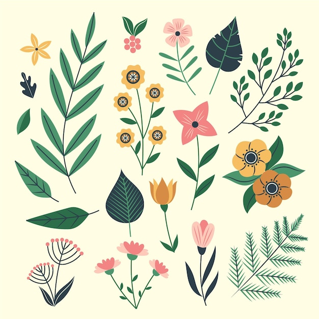 Organic flat design flowers collection