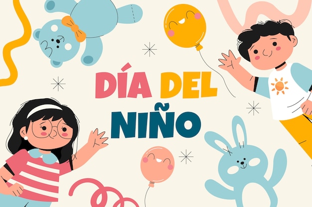 Children’s Day Celebration in Spanish Flat Background