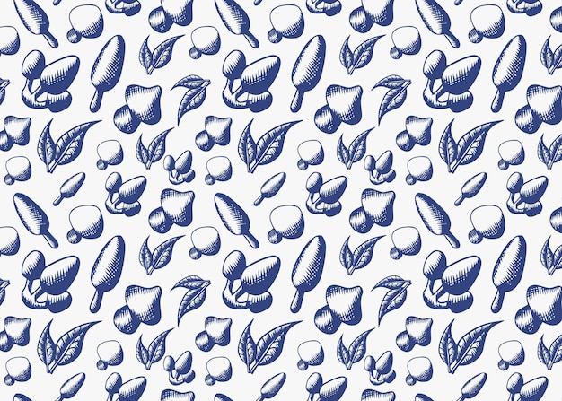 Hand Drawn Mushroom Pattern